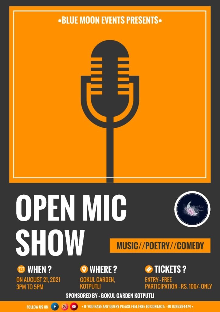 Kotputli’s Open Mic Show presented by up and coming Blue Moon Events