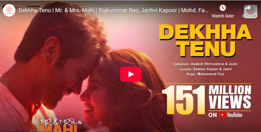 Dekhha Tenu Song Lyrics from Mr. & Mrs. Mahi movie